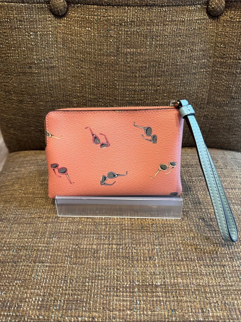 Coach sunglasses print corner zip wristlet wallet
